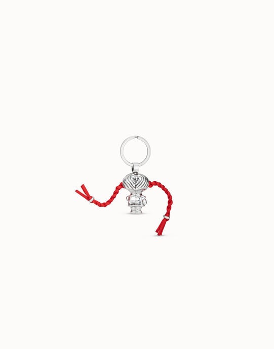 Porte-cl&eacute;s plaqu&eacute; argent fille et tresses